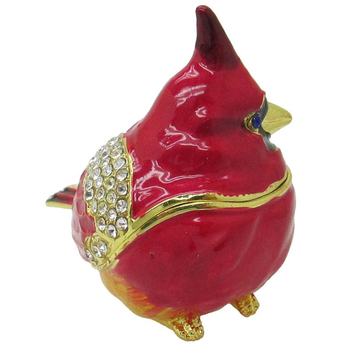 Baby Cardinal Jeweled Trinket Box Austrian Crystals