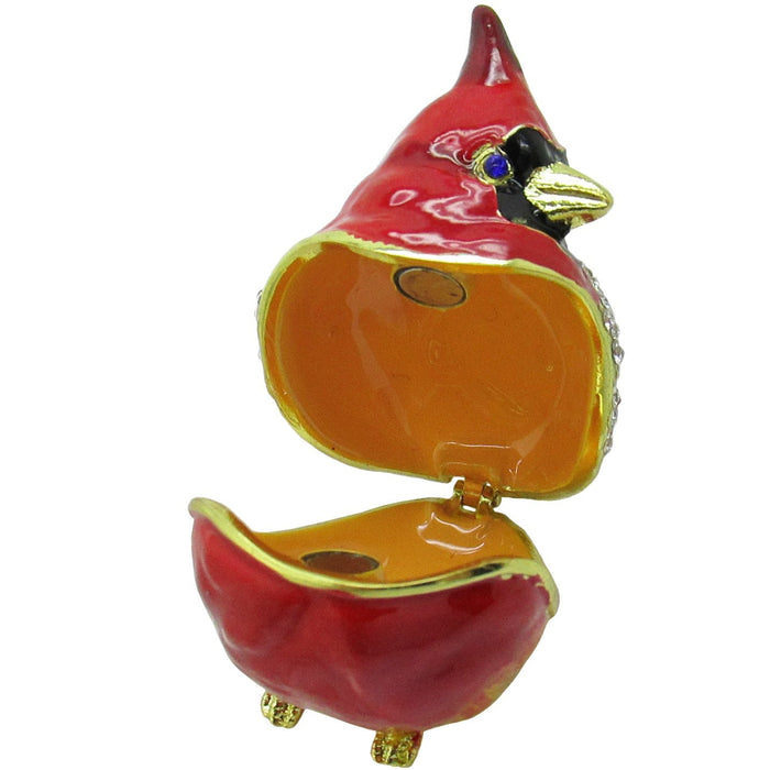 Baby Cardinal Jeweled Trinket Box Austrian Crystals