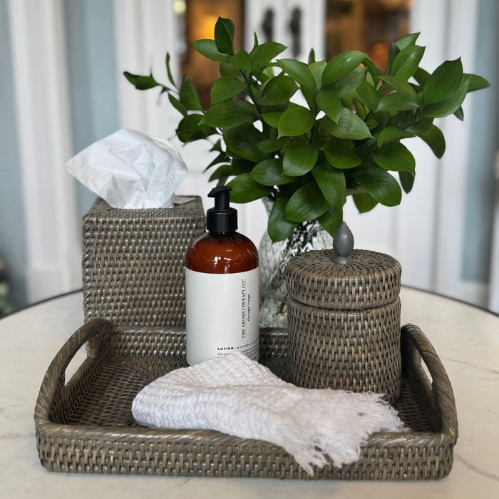 Square Rattan Tissue Box | Old Grey - Suzie Anderson Home