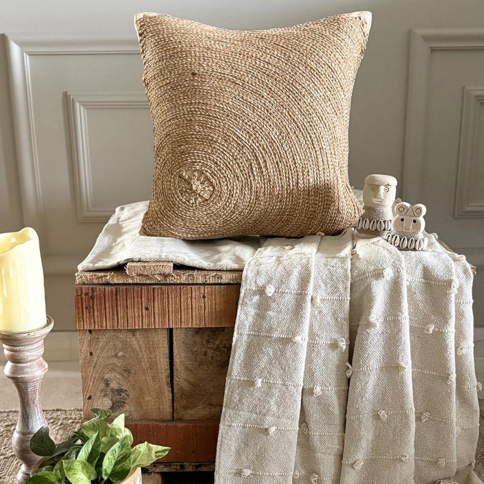Back To Earth - Natural Beige Cotton Linen Decorative Euro Sham