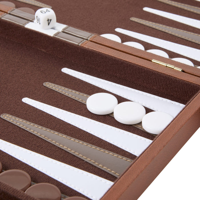 Backgammon | Mocha Faux Leather
