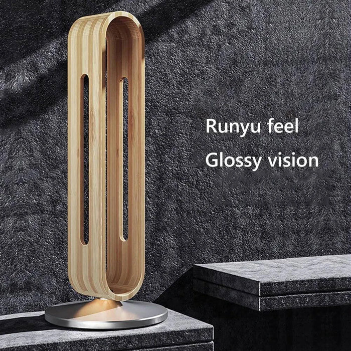 Bamboo Headphone Stand with sleek, natural wood design and metal base, blending handmade craftsmanship and modern style for organized, personalized home decor.