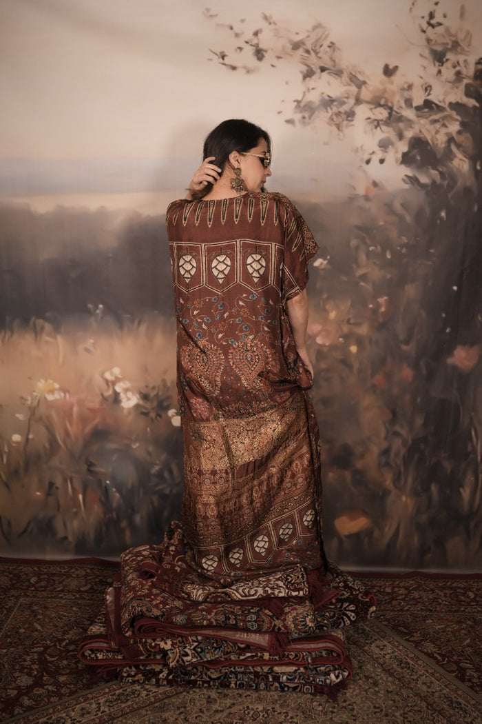 Banarasi Leela Multicolour Satin Silk Long Kaftan