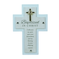 Baptized In Christ Cross W/Easel & Hanger Boxed - Blue #CR115B