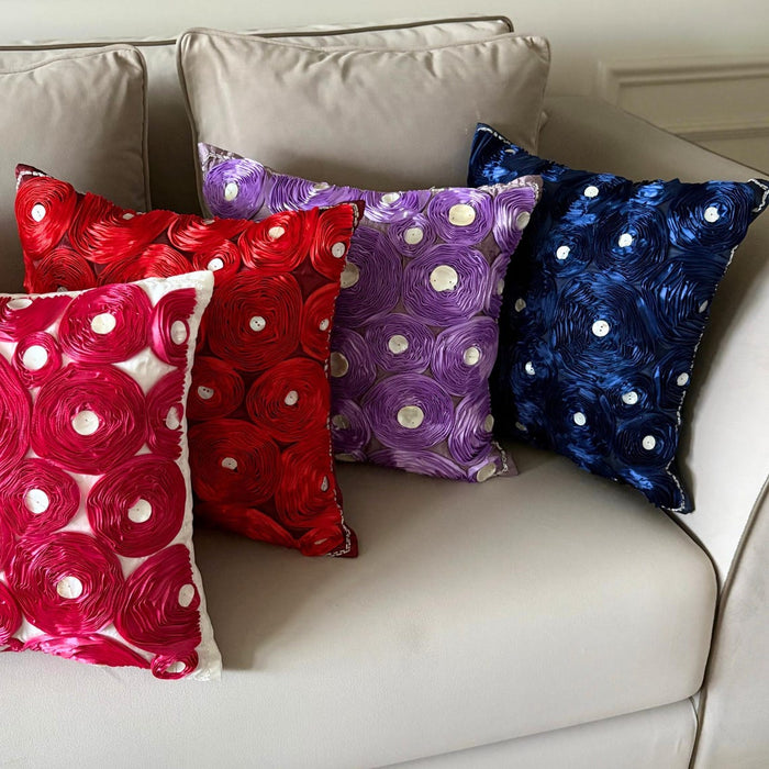 Bed Of Roses - Red Art Silk Decorative Euro Sham