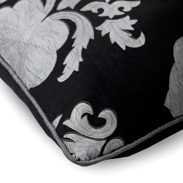 Behind The Damask - Black Velvet Decorative Euro Sham