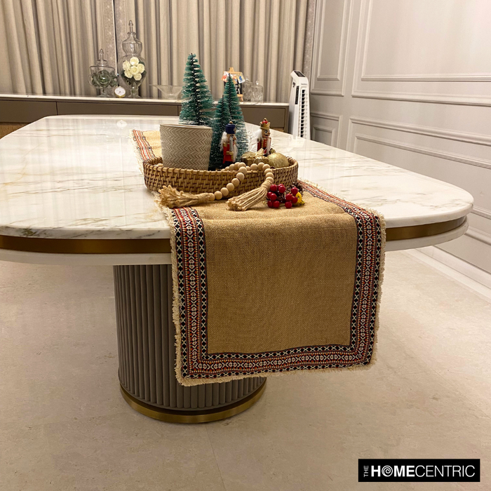 Beige Burlap & Cotton Decorative Table Runners - Mozambique