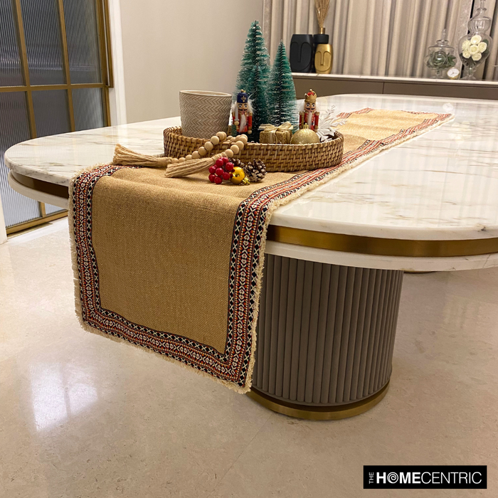 Beige Burlap & Cotton Decorative Table Runners - Mozambique