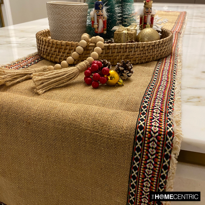 Beige Burlap & Cotton Decorative Table Runners - Mozambique