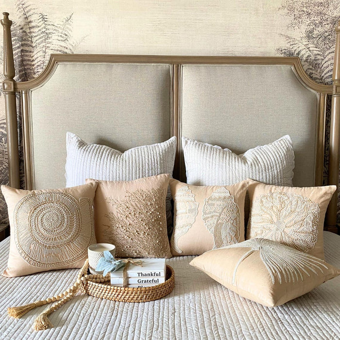 Beige Cotton Linen Throw Pillow Cover - Jute Drought