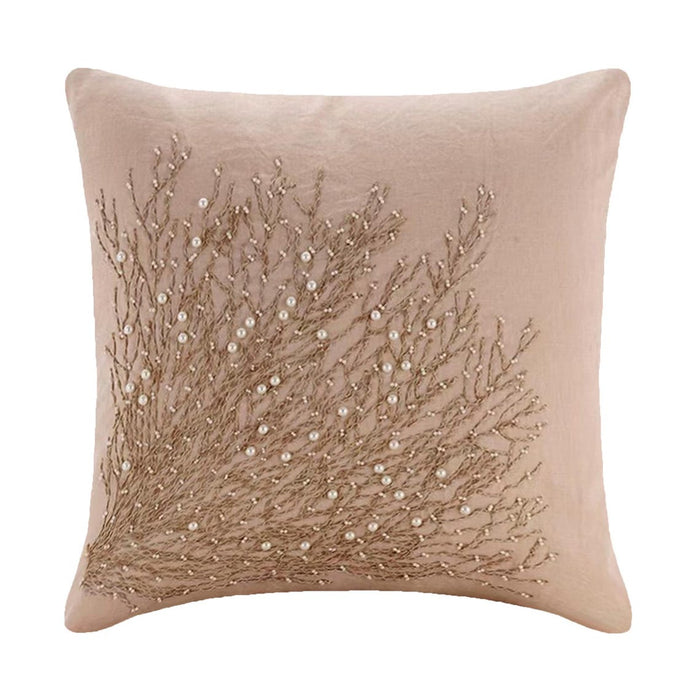 Beige Cotton Linen Throw Pillow Cover - Jute Drought