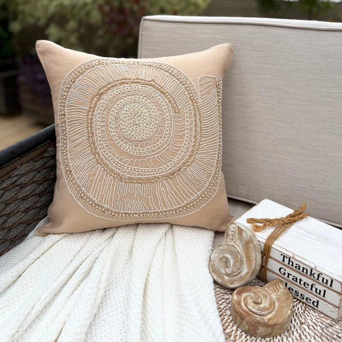 Beige Cotton Linen Throw Pillow Cover - Lazy Snail