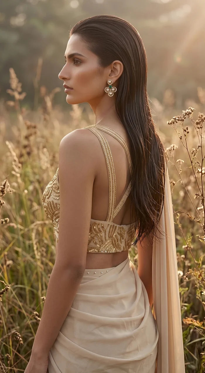 Beige Draped Saree