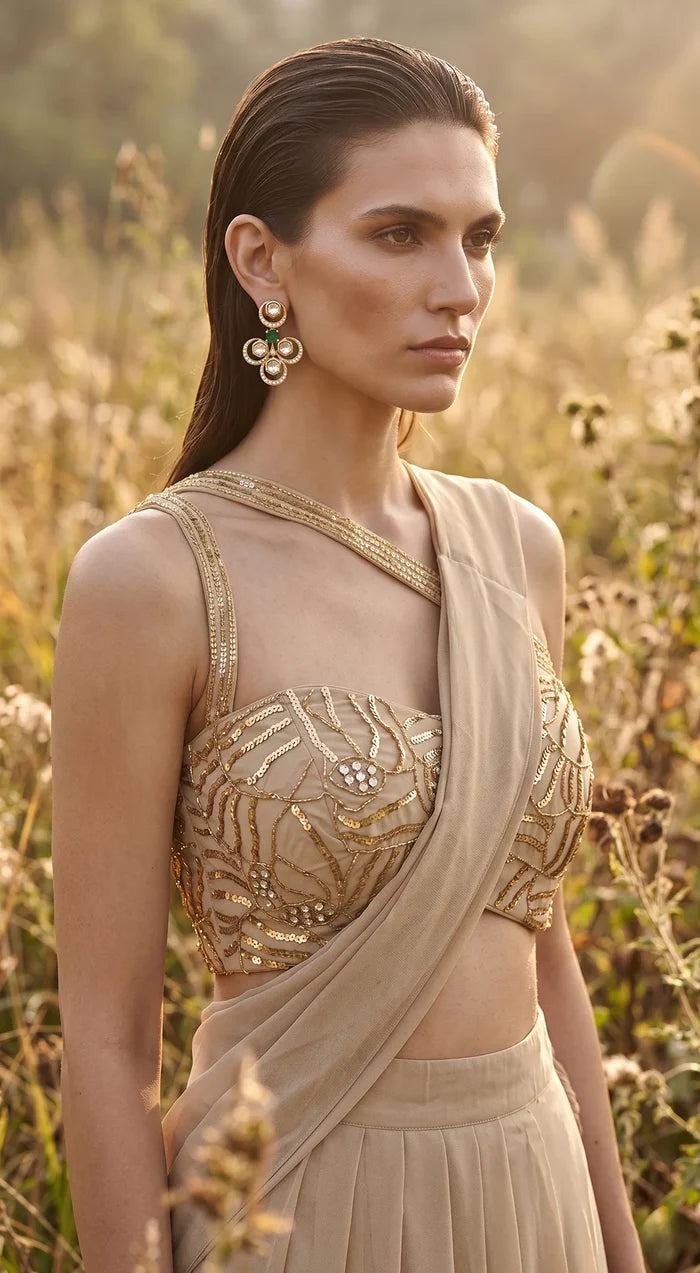 Beige Draped Saree