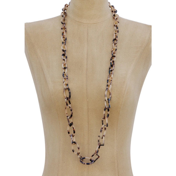 Beige Tortoise Shell Chain Necklace - Suzie Anderson Home