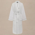 Bemboka Cotton Velour Robe | White with Silver Piping - Suzie Anderson Home