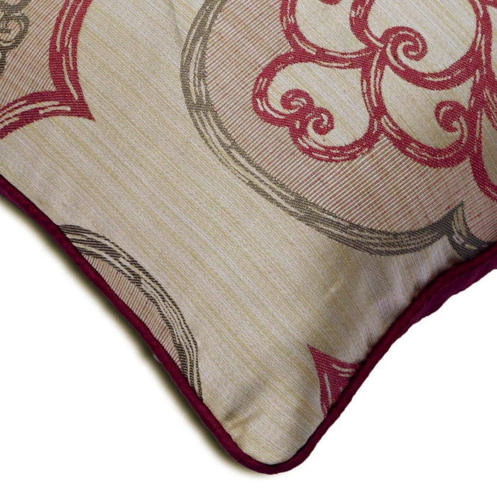 Berry Damask Galore - Burgundy Silk Decorative Euro Sham