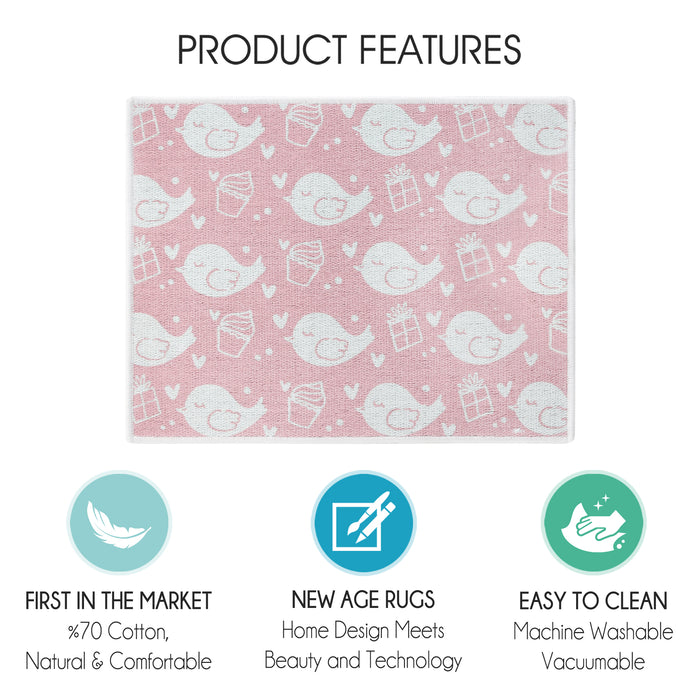 Bird Pattern Large Dish Drying Mat for Kitchen Counter |24 x 18 x 0.25 Inches | Pink