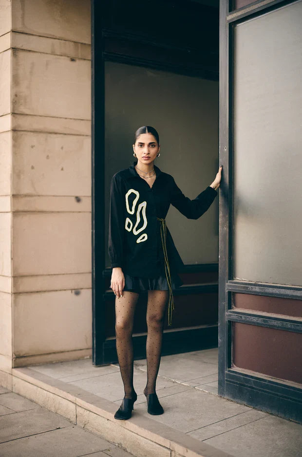 Black embroidered co ord set Singapore
