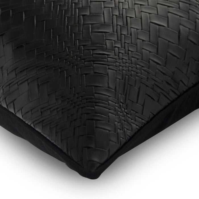 Black Diamond - Black Faux Leather Throw Pillow Cover