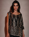 Black & Gold Sequin Skirt Set