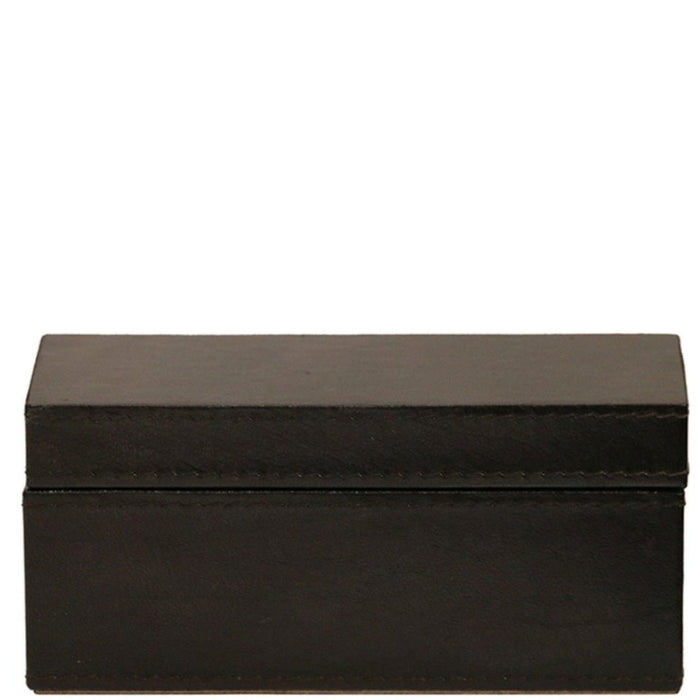 Black Leather Rectangular Box | W16 x D6.4 x H6.4cm - Suzie Anderson Home