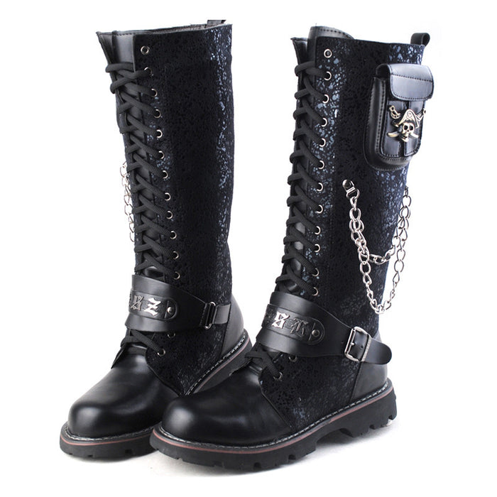 Black Long Knee Boots For Men Riding Boots