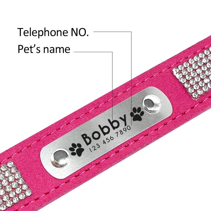 Black Personalized Suede Collar - Dogs and Horses