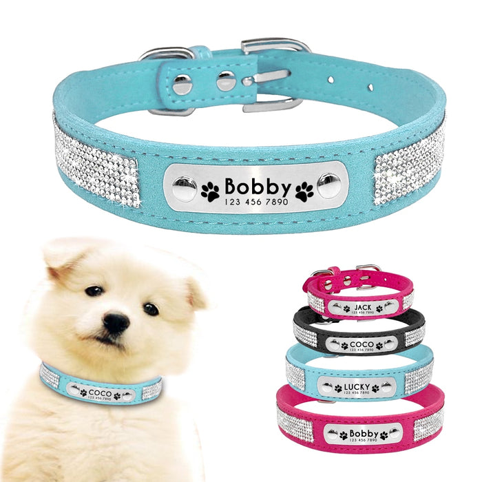 Black Personalized Suede Collar - Dogs and Horses