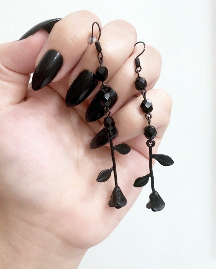 Black Rose Earrings