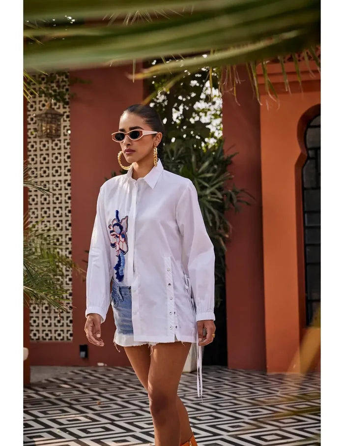 Blossom Drape White Shirt