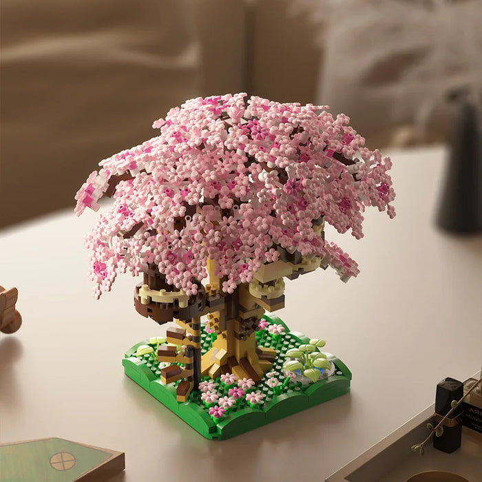 Pink Cherry Tree House Building Micro-Particle Building Block Classic Model Girl Series Difficult Assembly Toys