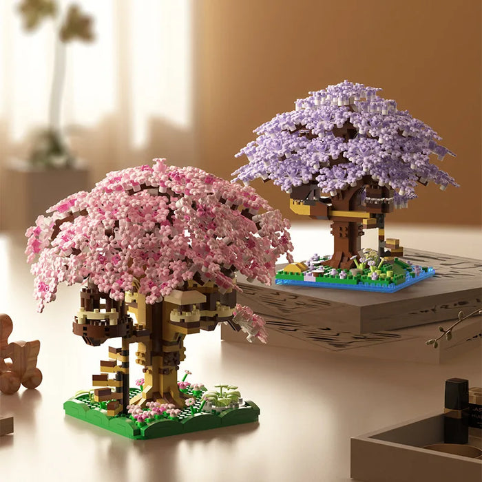 Pink Cherry Tree House Building Micro-Particle Building Block Classic Model Girl Series Difficult Assembly Toys
