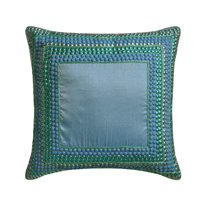 Blue Celebrations - Aqua Blue Art Silk Decorative Euro Sham