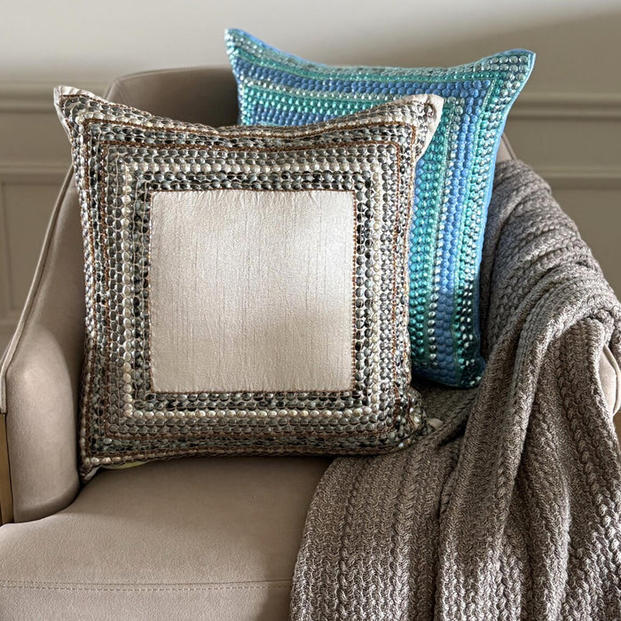 Blue Celebrations - Aqua Blue Art Silk Throw Pillow Cover