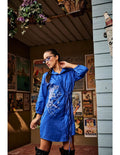Blue Crossed Shirt Dress