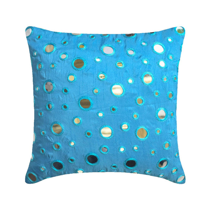 Blue Mirror - Aqua Blue Art Silk Throw Pillow Cover