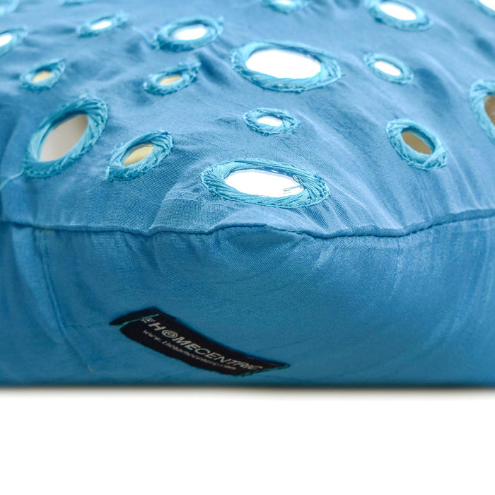 Blue Mirror - Aqua Blue Art Silk Throw Pillow Cover