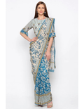 Blue  Pre-Stitched Saree Set