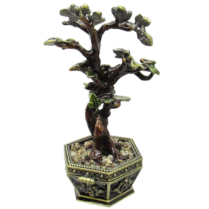 Bonsai Tree Jeweled Trinket Box Austrian Crystals,