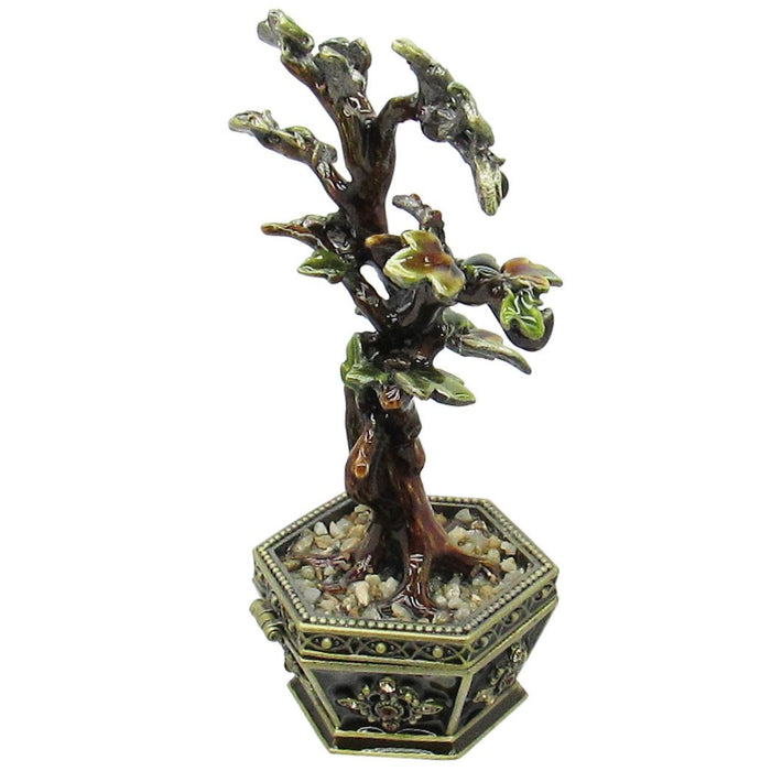 Bonsai Tree Jeweled Trinket Box Austrian Crystals,