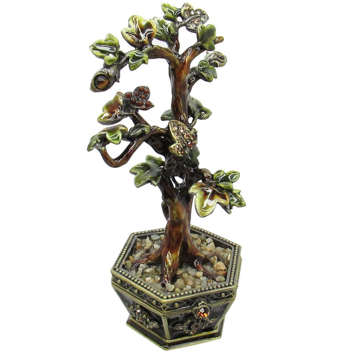 Bonsai Tree Jeweled Trinket Box Austrian Crystals,