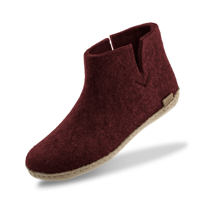 Boot with leather sole - Beet