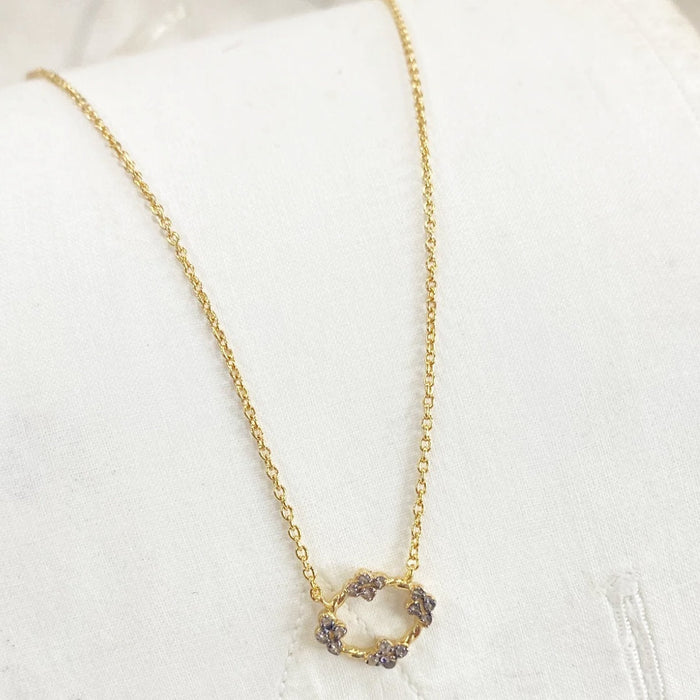 Bourgeon Necklace | Gold Plate, White Topaz & Green Sapphire - Suzie Anderson Home