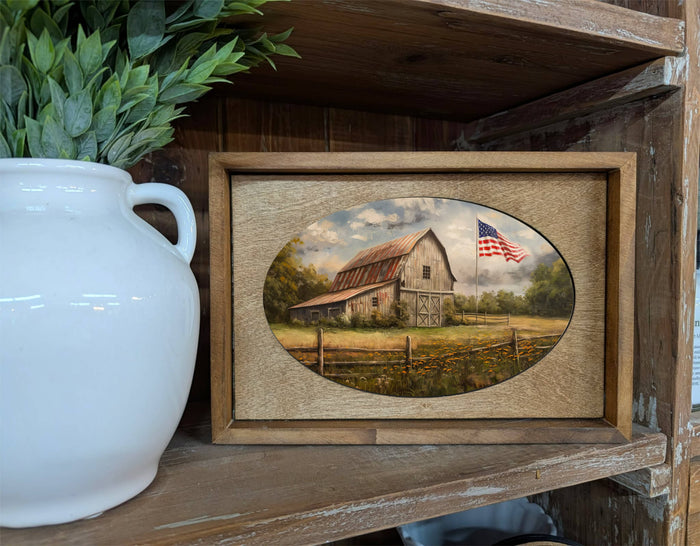 Box Framed Canvas Art Patriotic Homestead