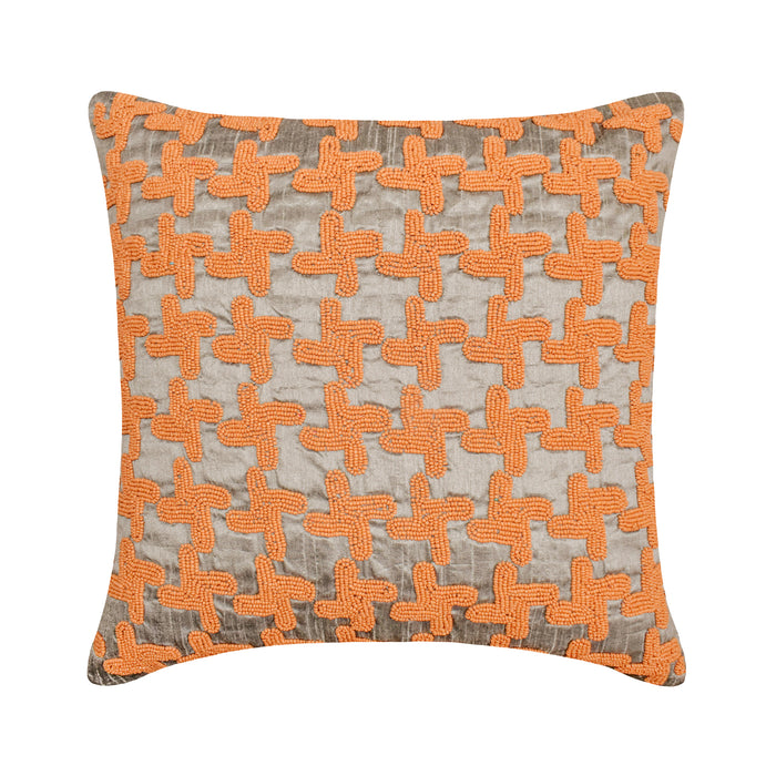 Brick On Brick - Burnt Orange Art Silk Throw Pillow Cover