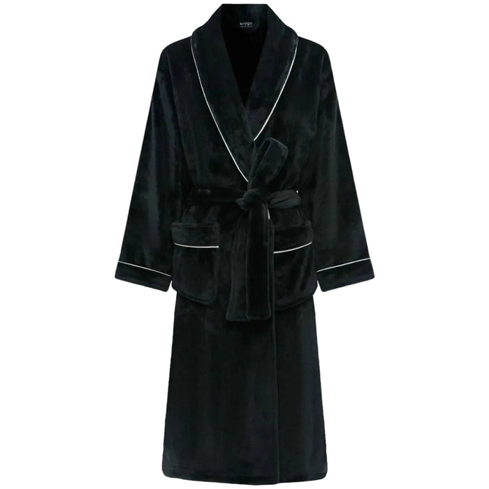 Brogo Bemboka Bath Robe With Piping | Charcoal/White - Suzie Anderson Home