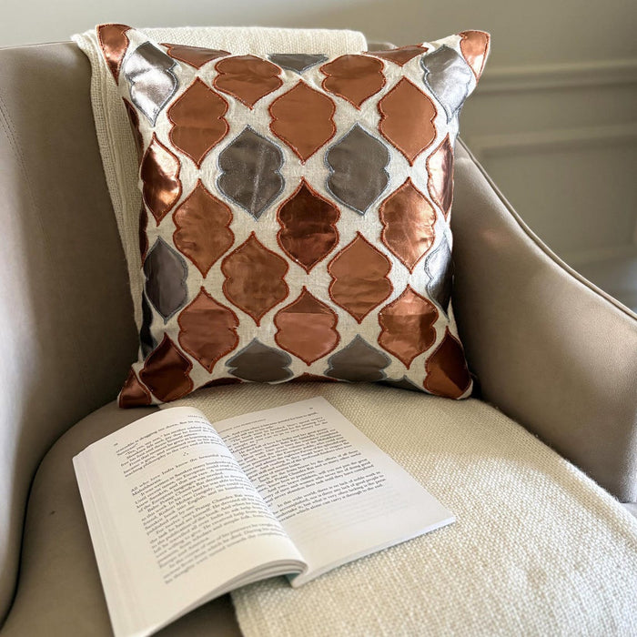 Brown Dwelling - Brown Faux Leather Throw Pillow Cover