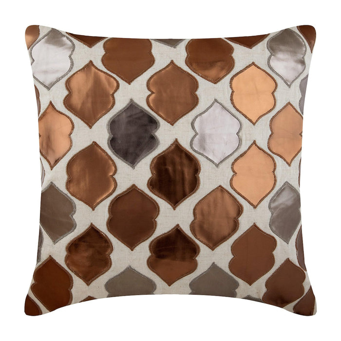 Brown Dwelling - Brown Faux Leather Throw Pillow Cover