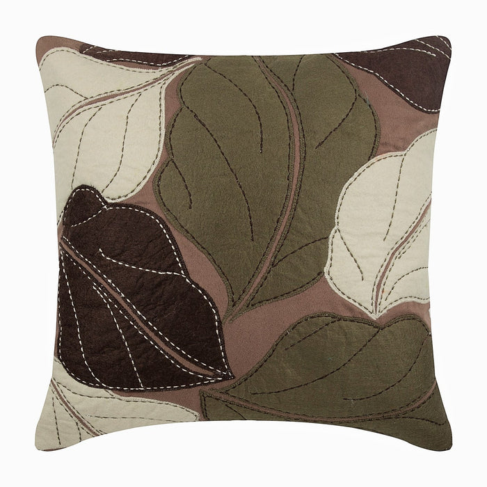 Brown Faux Suede Throw Pillow Cover - Leafy Collection